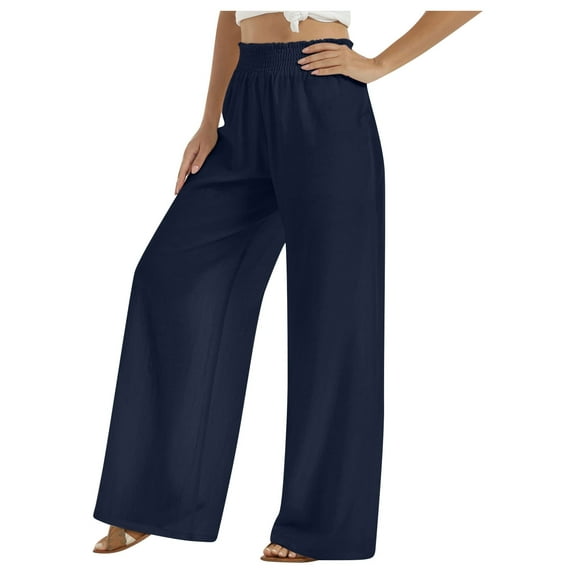 EDFBUYKRS Female Women Pants Casual Wide Leg Pants Women Petite Women's Fashionable and Casual Elastic Pants Women's Linen Casual Pants Casual Pants L