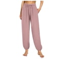 thumbnail image 1 of EDFBUYKRS Female Women Pants Casual Wide Leg Sweatpants Women Petite Short Women's Solid Color Elastic Waist Pocket Pajama Pants Home Pants Casual Pants Leg Straight Pants Xl, 1 of 6