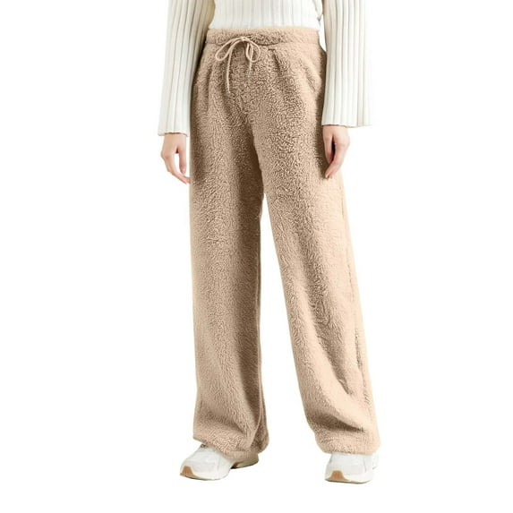EDFBUYKRS Female Women Pants Casual Wide Leg Sweatpants Women Petite Women's Solid Color Sweatpants Cozy Loose Pants for Fall and Winter M