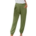 thumbnail image 1 of EDFBUYKRS Female Women Pants Casual Wide Leg Sweatpants Women Short Fashion Women Plus Size Drawstring Casual Solid Elastic Waist Pocket Loose Pants Xxxl, 1 of 9