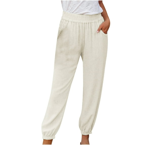 EDFBUYKRS Female Women Pants Casual Wide Leg Sweatpants Women Short Fashion Women Plus Size Drawstring Casual Solid Elastic Waist Pocket Loose Pants S