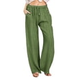 thumbnail image 1 of EDFBUYKRS Female Women Pants Casual Wide Leg Sweatpants Women Tall 34 Inseam Women Linen Casual Pants Summer Wide Leg Loose Drawstring High Waist Wide Leg Pants with Pockets M, 1 of 4