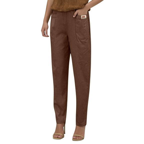 EDFBUYKRS Female Women Pants Casual Women Cargo Pants with Pockets Denim Women Elastic Waist Trousers Relaxed Fit Straight Leg Trousers Casual Loose Fiitting Trousers Xxxxxxl