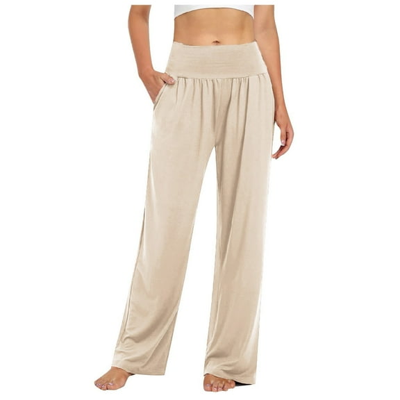 EDFBUYKRS Female Women Pants Casual Women Sweatpants Wide Leg Low Waisted Womens Yoga Pants Wide Leg Sweatpants High Waisted Palazzo Pants Pajamas for Women with Pockets L