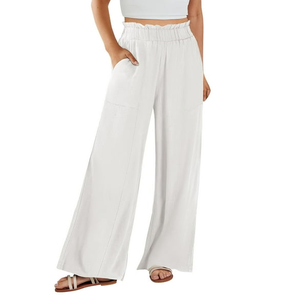 EDFBUYKRS Female Women Pants Casual Women's Pants Casual Petite Womens Daily Elastic Waist Workout Trousers Solid Long Pants Loose Casual Pockets Trousers Xxl