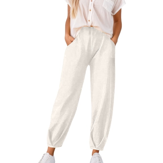 EDFBUYKRS Female Women Pants Casual Women's Pants Petite Length Women's Casual Pants Slim Fit Ankle Comfortable Stretchy Trousers for Daily Wear Spring Summer Fashion Pure Color Xl