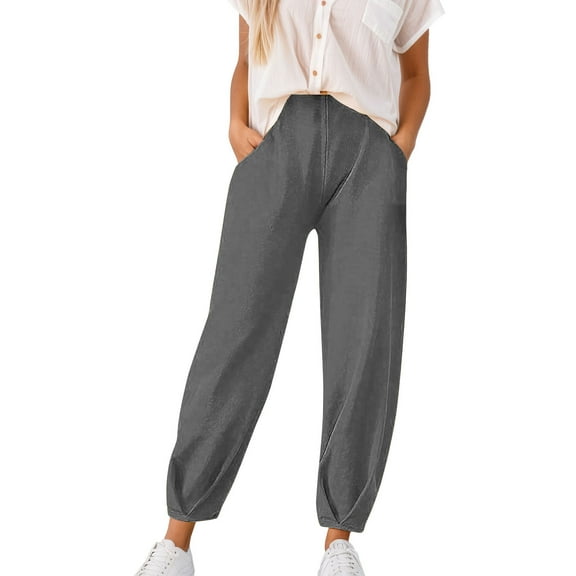 EDFBUYKRS Female Women Pants Casual Women's Pants Petite Length Women's Casual Pants Slim Fit Ankle Comfortable Stretchy Trousers for Daily Wear Spring Summer Fashion Pure Color Xl