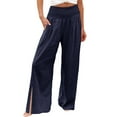 thumbnail image 1 of EDFBUYKRS Female Women Pants Casual Women's Pants Plus Size Petite High Waist Wide Leg Palazzo Prints Pants for Women Smocked Elastic Waist Loose Comfy Splitcasual Pajama Pants Pockets Xxl, 1 of 6
