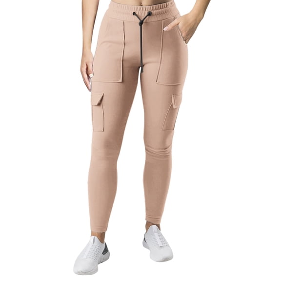 EDFBUYKRS Female Women Pants Casual Women's Pants for Work Stretch Women Elastic Waist Casual Cargo Pants Joggers Yoga Pants Pockets Pants S