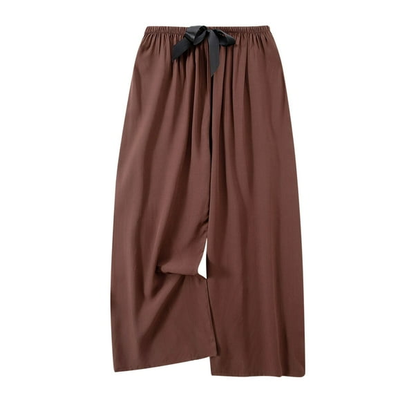 EDFBUYKRS Female Women Pants Casual Women's Sweatpants Long Women's Spring and Summer Beach Pants Silk Home Clothes Pants One Size