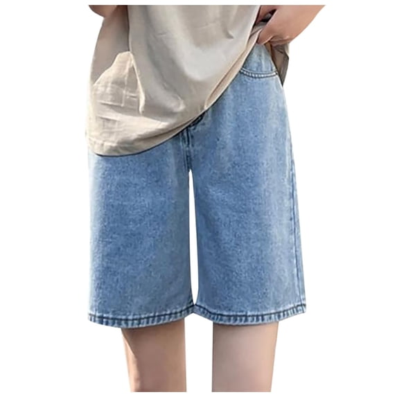 EDFBUYKRS Female Women Pants Casual Women's Sweatpants with Pockets 10 Shorts Baggy Jean Shorts Shorts for Women Knee Length Long Jean Shorts for Women S