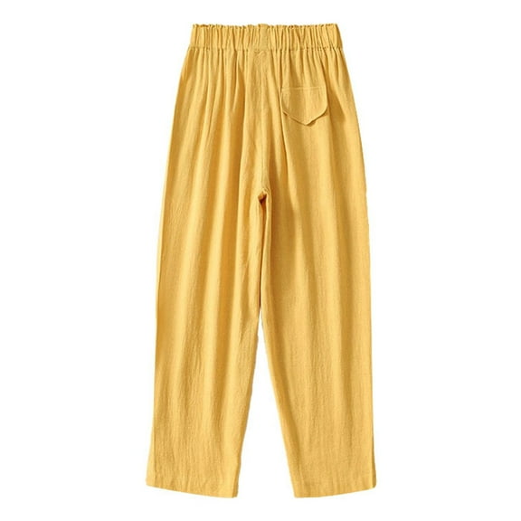 EDFBUYKRS Female Women Pants Casual Womens Cargo Pants Tall Plus Summer Cropped Loose Thin Retro Literary Versatile Slit Slacks S