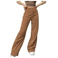 thumbnail image 1 of EDFBUYKRS Female Women Pants Casual Womens Cargo Pants Tall Plus Women Straight Pockets Corduroy Mid Waist Straight Corduroy Leg Pants Trousers Xxxl, 1 of 8