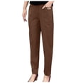 thumbnail image 1 of EDFBUYKRS Female Women Pants Casual Womens Dress Pants with Pockets 29 Inseam Women Elastic Waist Trousers Relaxed Fit Straight Leg Trousers Casual Loose Fiitting Trousers Xl, 1 of 6