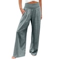 thumbnail image 1 of EDFBUYKRS Female Women Pants Casual Womens Dress Pants Straight Leg Petite Women Fashion Elastic Waist Pant with Pocket Loose Harem Pants Printed Crop Pants M, 1 of 7