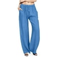 thumbnail image 1 of EDFBUYKRS Female Women Pants Casual Womens Dress Pants Stretchy Wide Pants Waist Long Drawstring Casual Elastic Women Leg Solid Pants Xl, 1 of 7