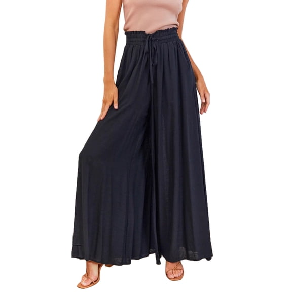 EDFBUYKRS Female Women Pants Casual Womens Fall Pants Petite Women's Pleats High Waisted Straight Pants Wide Leg Pants Women's Casual Loose Trousers Xxl