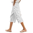 thumbnail image 1 of EDFBUYKRS Female Women Pants Casual Womens Linen Pants Tall Length Women Linen Capri Pants Lightweight Spring Summer Pants for Women 2026 Ladies Pinstripe Pants L, 1 of 5