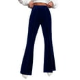 thumbnail image 1 of EDFBUYKRS Female Women Pants Casual Womens Pants Casual Flare Velvet Pants for Women High Waisted Wide Leg Stretch Elastic Waist Pull On Trousers Front Seam Slacks L, 1 of 5