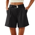 thumbnail image 1 of EDFBUYKRS Female Women Pants Casual Womens Pants Petite Elastic Waist Women's Casual Summer Shorts A Line High Waist Belted Comfortable Stretch Daily Wear Soft Lightweight Breathable Loose Fit Xxxxxl, 1 of 5