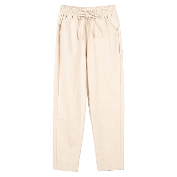 EDFBUYKRS Female Women Pants Casual Womens Sweatpants Joggers Petite Women Summer High Waisted Linen Palazzo Pants Wide Leg Long Pant Trousers with Pocket Xl