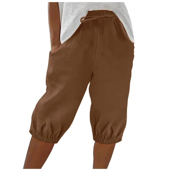 EDFBUYKRS Female Women Pants Casual Womens Sweatpants Tall Length 36 Inseam Womens Fashion Solid Large Pocket Elastic Casual Pants Pocket Capris M