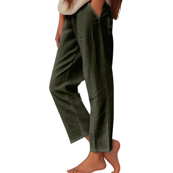 EDFBUYKRS Female Women Pants Casual Womens Tall Pants 32 Inseam Womens Daily Elastic Waist Workout Trousers Solid Long Pants Loose Casual Pockets Trousers L