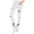 thumbnail image 1 of EDFBUYKRS Female Women Pants Casual Womens Trouser Pants Long Length Tall Straight Leg Women's Fashion Solid Color Ripped Pencil Workout Casual Pants Xxl, 1 of 7
