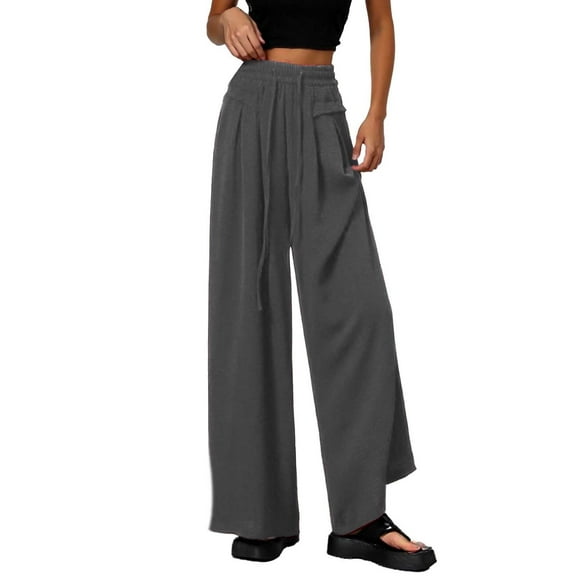 EDFBUYKRS Female Women Pants Casual Womens Trouser Pants Low Rise Women Solid Wide Leg Trousers with A Drape Casual and High End Feel Effect M