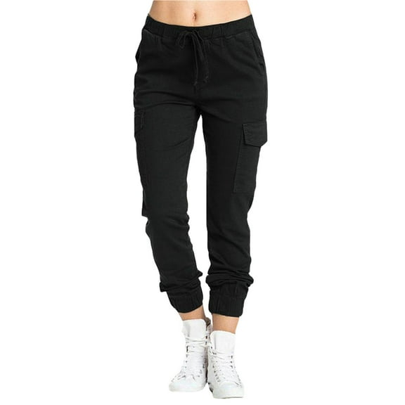 EDFBUYKRS Female Women Pants Casual Work Pants Women Cargo Petite Ladies Pocket Cargo Casual Pants Elastic Waist Corset Rope Pants Xxl