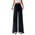 thumbnail image 1 of EDFBUYKRS Hiking Pants Women Petite Short Women's Casual High Waist Loose Fit Straight Leg Pants with Side Slits for Everyday Wear and Outdoor Activities Comfortable Summer Fall Trousers L, 1 of 8
