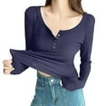 thumbnail image 1 of EDFBUYKRS Long Sleeve Blouses Button-Down Shirts for Women Fall Ruffle V-Neck Solid Print Casual Dressy T-Shirt Tops L, 1 of 5