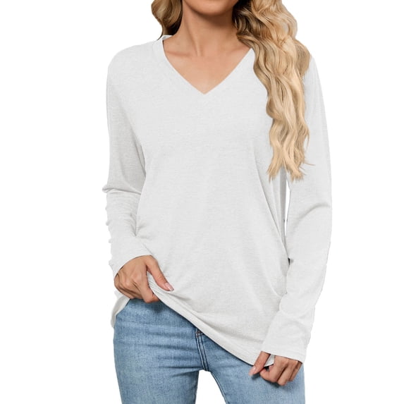 EDFBUYKRS Long Sleeve Blouses for Women V Neck Button Casual Tops Tunic T Shirts Xl
