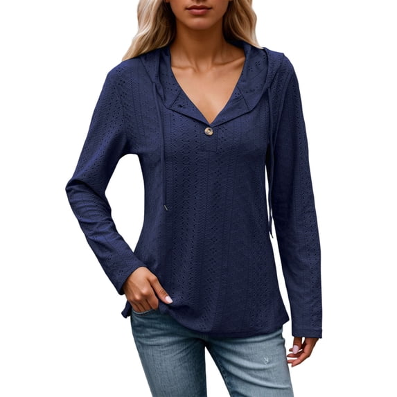 EDFBUYKRS Long Sleeve Shirts for Women Fall V Neck Knit Blouses Dressy Casual Tunic Tops Ladies Work Clothes S