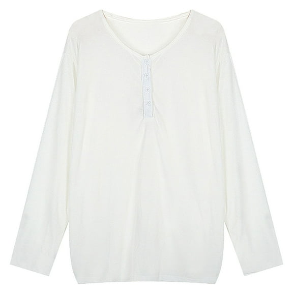 EDFBUYKRS Long Sleeve Shirts for Women V Neck Casual Tunic Tops Lightweight Pullover S