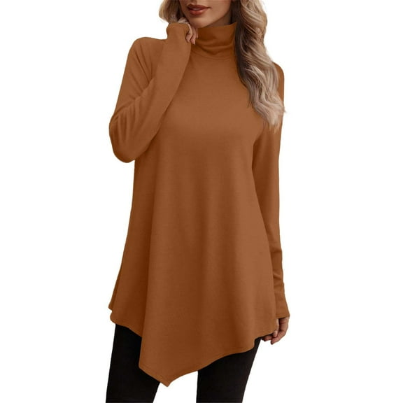 EDFBUYKRS Striped Long Sleeve Shirts for Women Crewneck Tunic Tops Color Block Blouses Fall Pullover S