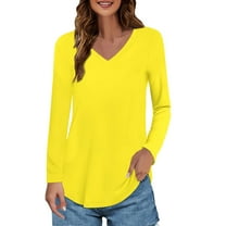 EDFBUYKRS T Shirts for Women Crew Neck Long Sleeve Womens Shirts Casual Loose Fit Fall Tops L