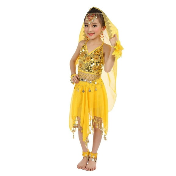 EDFBUYKRS Teen Fall Outfits Childrens Dance Childrens Dance Show Belly Dance Sequin Mesh Set for Stage Performances Girls Outfits
