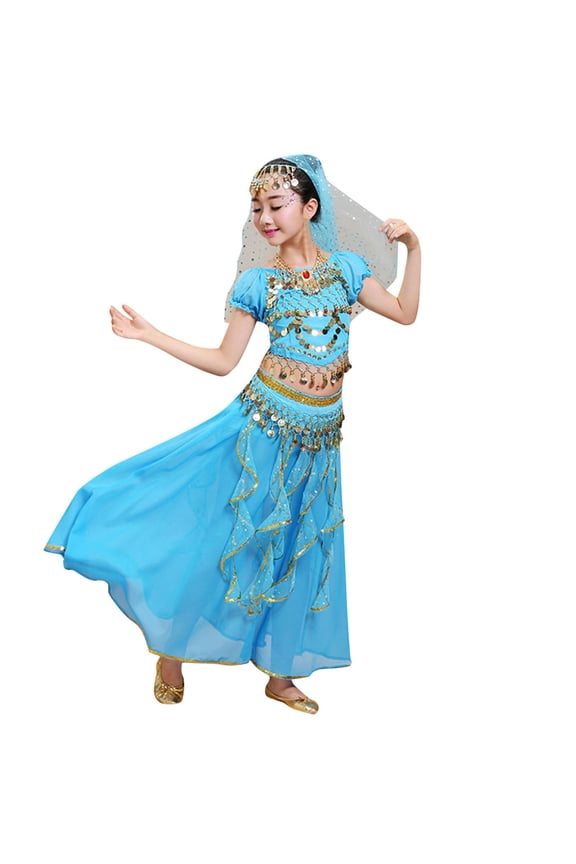 Teen Outfits Kids Girls Belly Dance Sequin Dance Halloween Wear Carnival Sets for Festive Occasions and Performances Girls Clothes