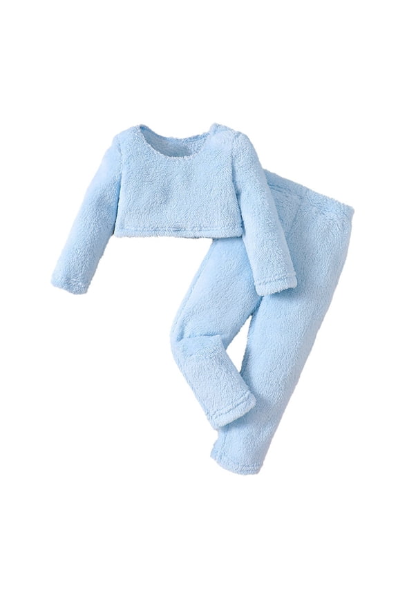 Thanksgiving Baby Girl Outfit with Boys and Girls Flannel Clothes Long Sleeve and Pants Winter Warm Soft Fuzzy Homewear with Sweatpants, for 50S Outfit for Girls