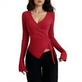 thumbnail image 1 of EDFBUYKRS Top for Womens Long Sleeve Casual Shirts Tunic Tops To Wear with Leggings Crew Neck Blouses L, 1 of 5