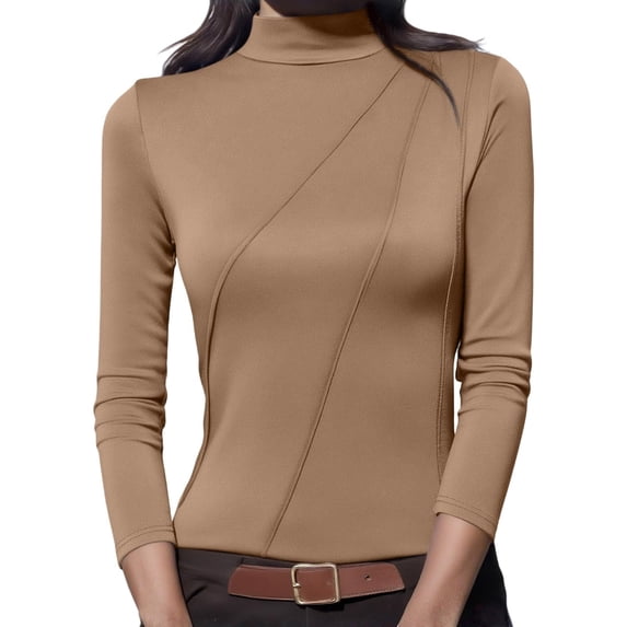 EDFBUYKRS V Neck Solid Print Polyester, Long Sleeve Blouse (Women's) M