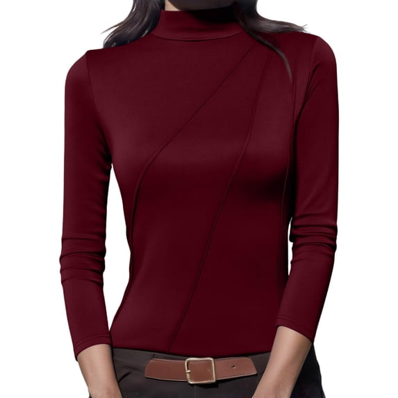EDFBUYKRS V Neck Solid Print Polyester, Long Sleeve Blouse (Women's) S