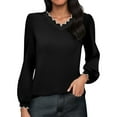 thumbnail image 1 of EDFBUYKRS V-Neck T Shirts for Women Casual Long Sleeve Tunic Tops Hem Fall Button Shirts Xs, 1 of 3
