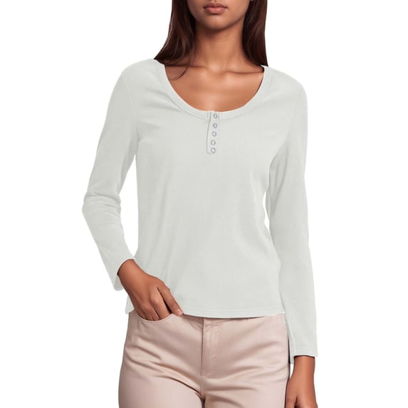 EDFBUYKRS V Neck T Shirts for Women Long Sleeve Tops Solid Color Tee Casual Shirts Xl