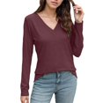 thumbnail image 1 of EDFBUYKRS Women Fall Tops Long Sleeve Tunic Tops Casual Crew Neck Blouses Color Block Loose Fit T Shirts for Ladies Clothes Xl, 1 of 5