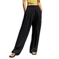 thumbnail image 1 of EDFBUYKRS Women Pants Casual Loose Pants for Women Work Petite Women's Casual Pants High Waisted Wide Leg Trousers Straight Pants with Crinkle Design for Daily Wear Outdoor Sports Home Comfort Xl, 1 of 4