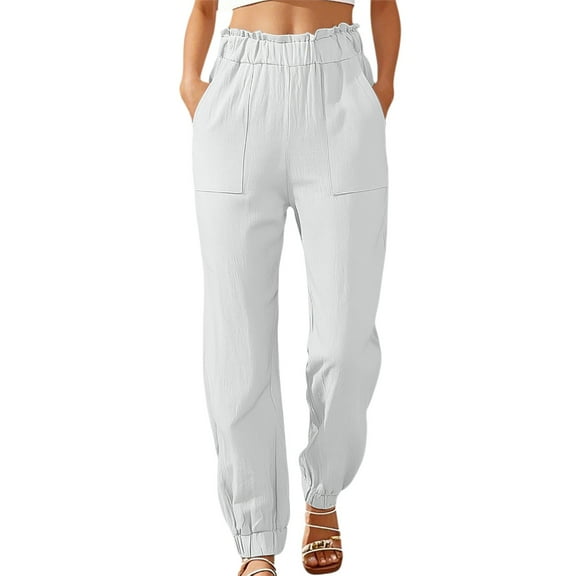 EDFBUYKRS Women Pants Casual Teacher Pants for Women 2026 Women's Casual Pants Loose Fit Mid Rise Floral Lace Trim Plaid Pattern Comfortable Stretchy Soft Breathable Everyday Wear for Women Xxxl