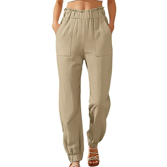 EDFBUYKRS Women Pants Casual Teacher Pants for Women 2026 Women's Casual Pants Loose Fit Mid Rise Floral Lace Trim Plaid Pattern Comfortable Stretchy Soft Breathable Everyday Wear for Women Xxxl