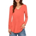 thumbnail image 1 of EDFBUYKRS Women's Button Down Shirts Long Sleeve Blouses Formal Collared Dress Shirts V Neck Tops Work Shirts L, 1 of 5